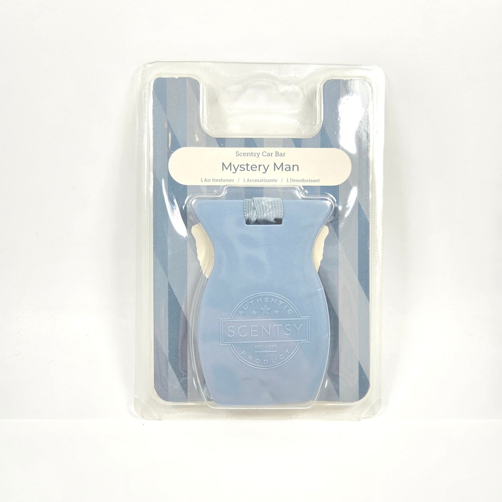 Scentsy Car Bar Air Freshener MYSTERY MAN Blue Hanging‎ Ribbon New Sealed
